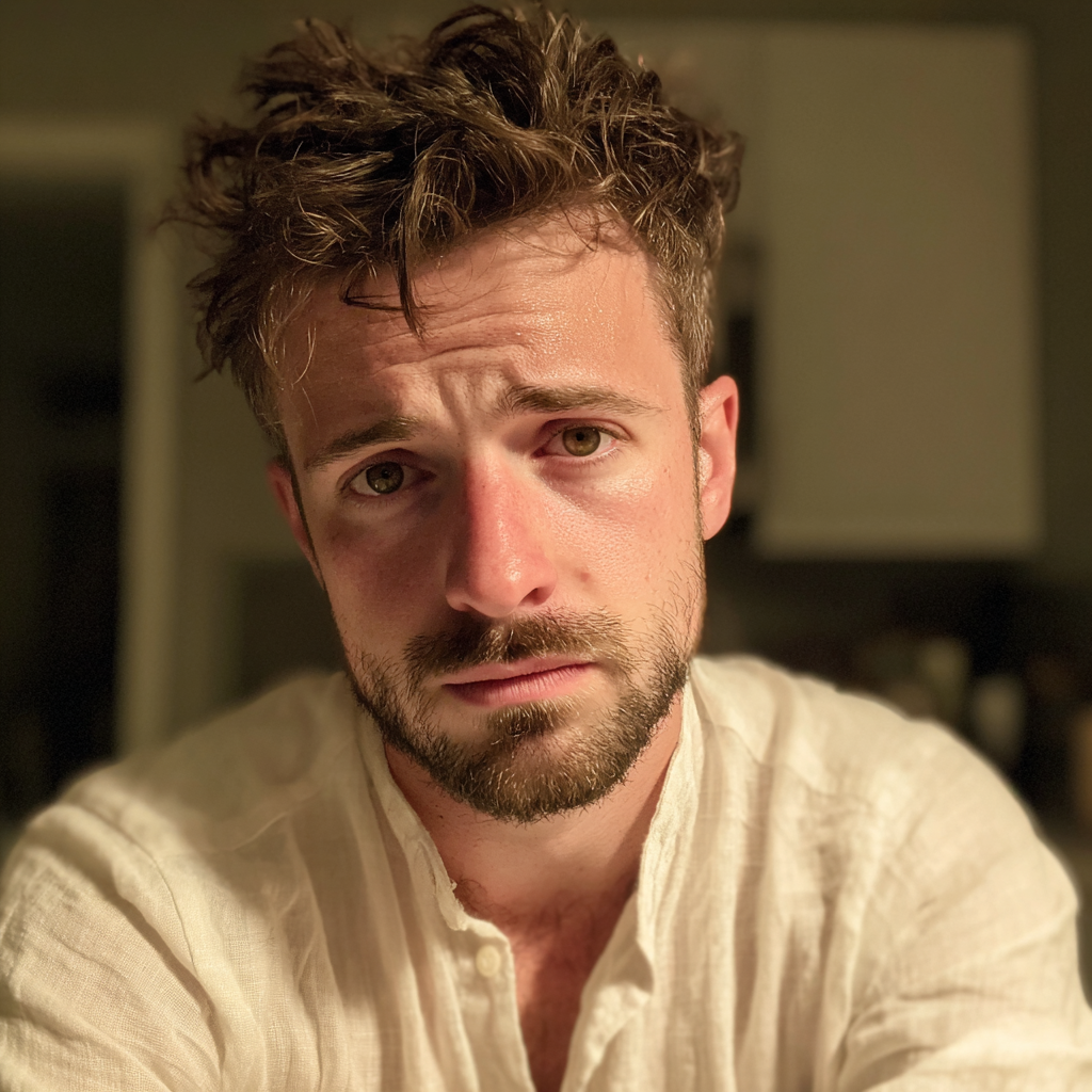 A close-up of a concerned man | Source: no source