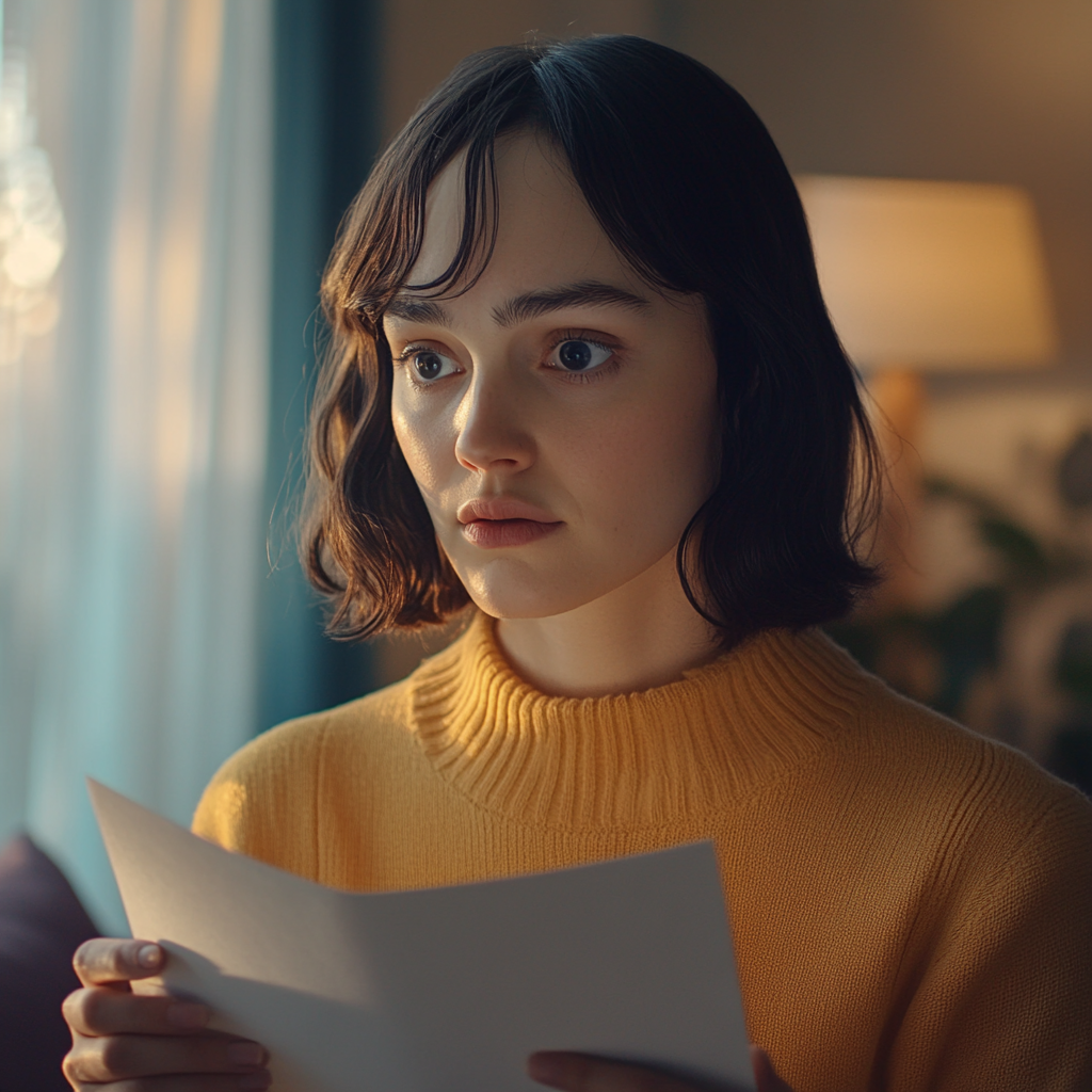 A woman holding a letter | Source: No source