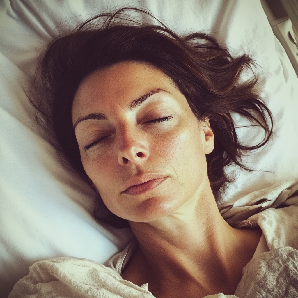 A woman lying in a hospital bed | Source: No source