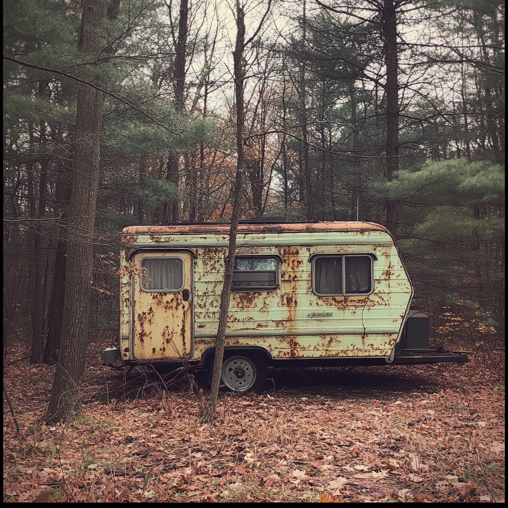 An old trailer in the woods | Source: No source