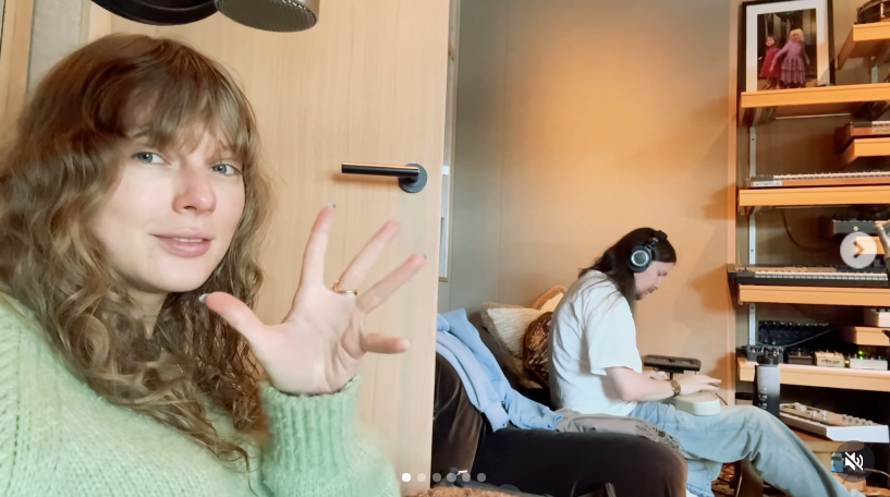 Taylor Swift and Max Martin working on "Opalite" on a post February 23, 2026 | Source: Instagram/taylorswift