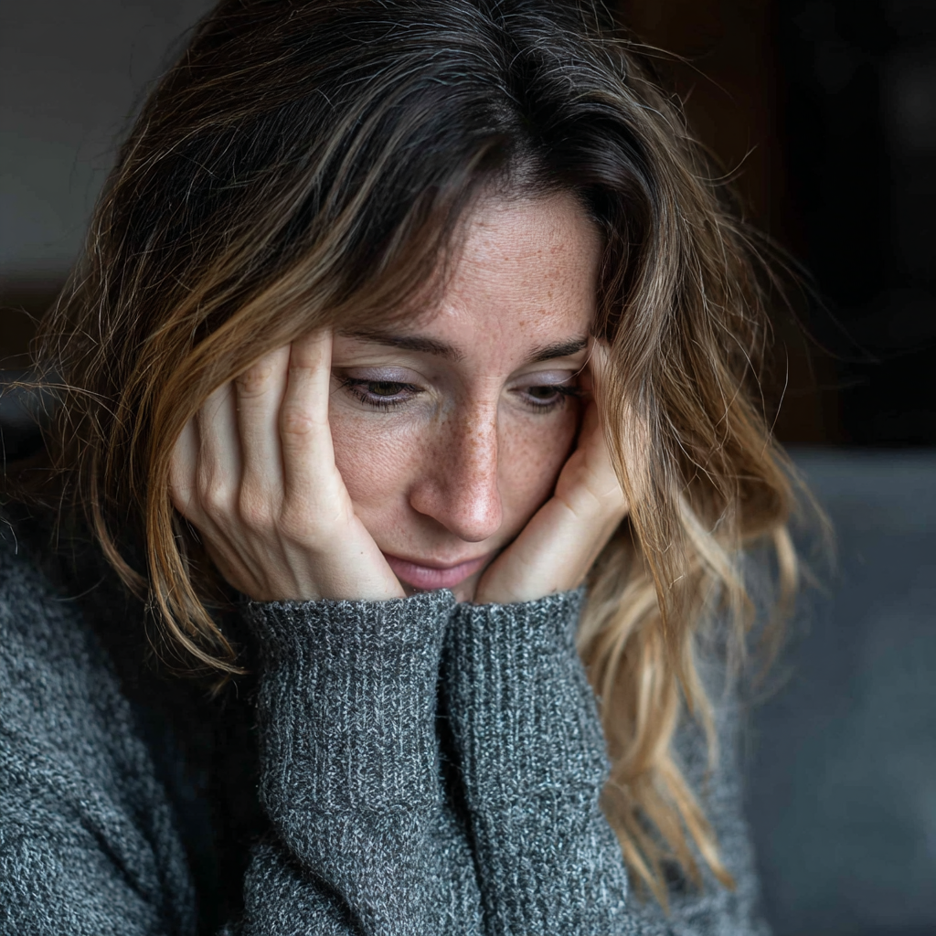 An upset woman holding her head | Source: No source