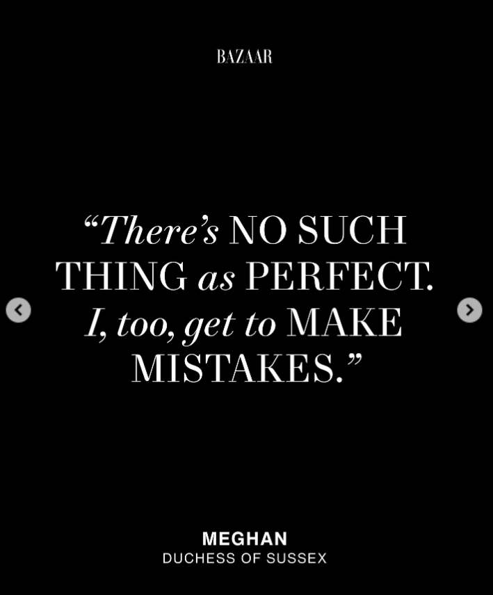Another of Meghan Markle's quotes during her interview with Harper's Bazaar, as seen from a post dated November 19, 2025. | Source: Instagram/harpersbazaarus