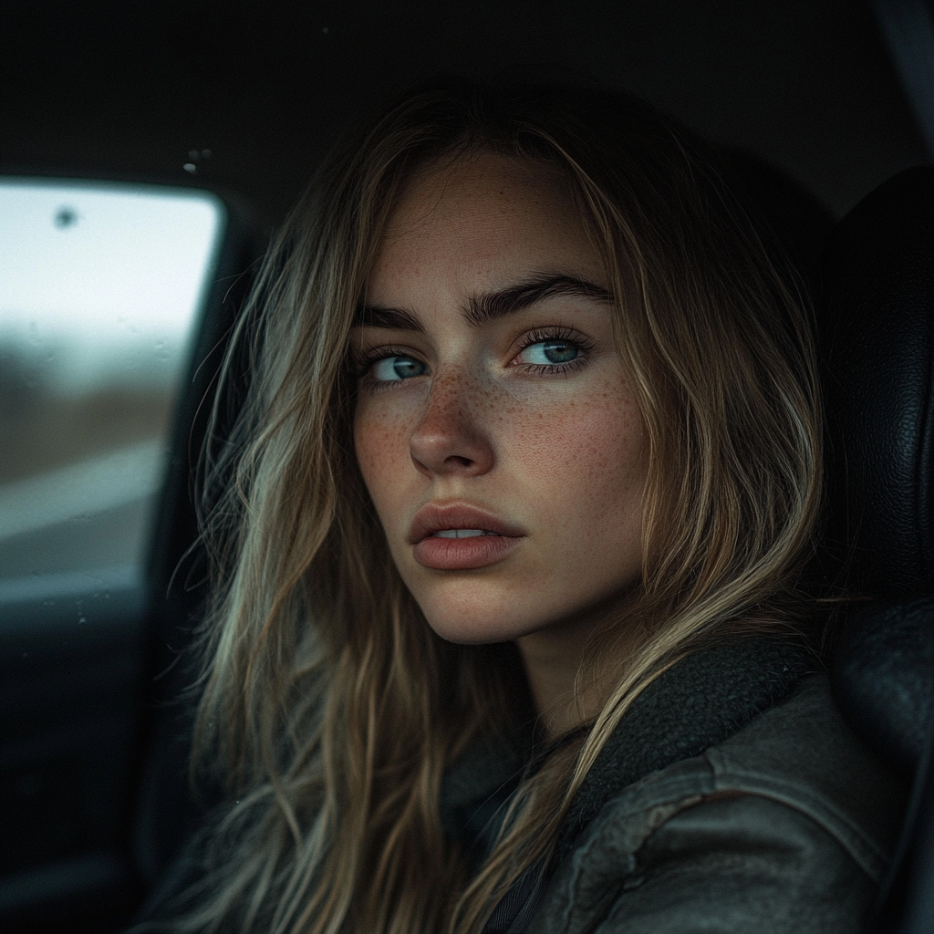 A serious woman in a car | Source: No source