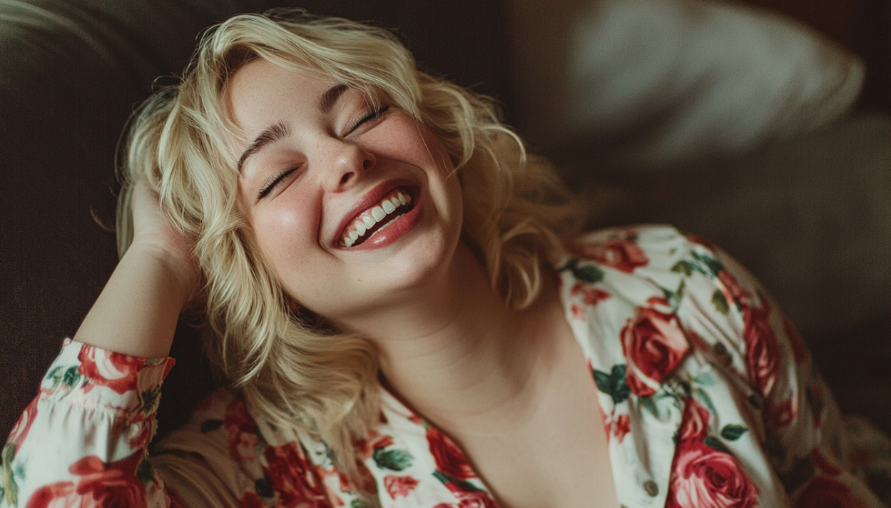 A woman laughing hard | Source: no source