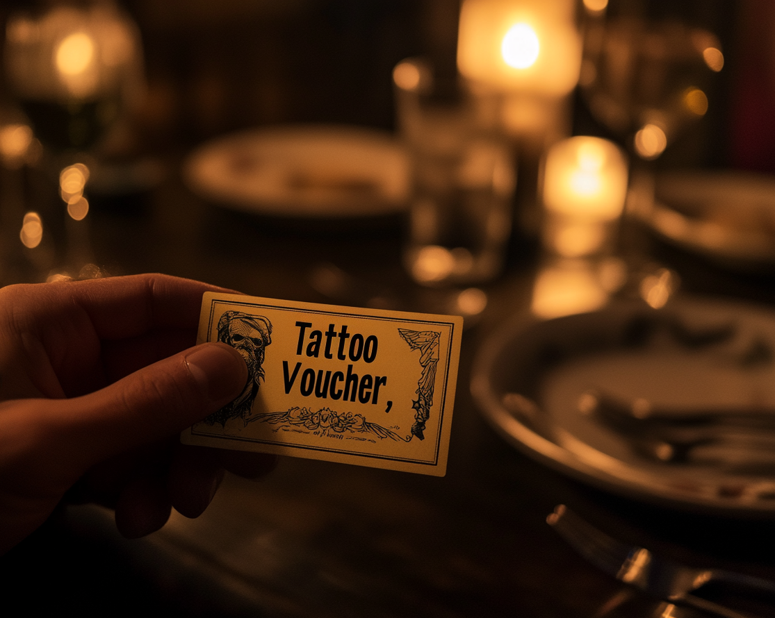 Someone holding a tattoo voucher | Source: no source