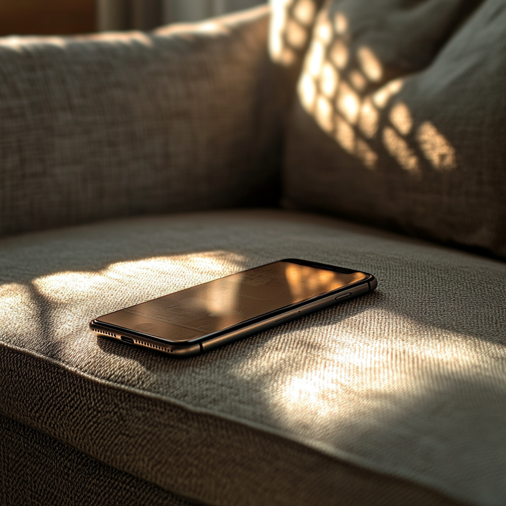A phone on a couch | Source: No source