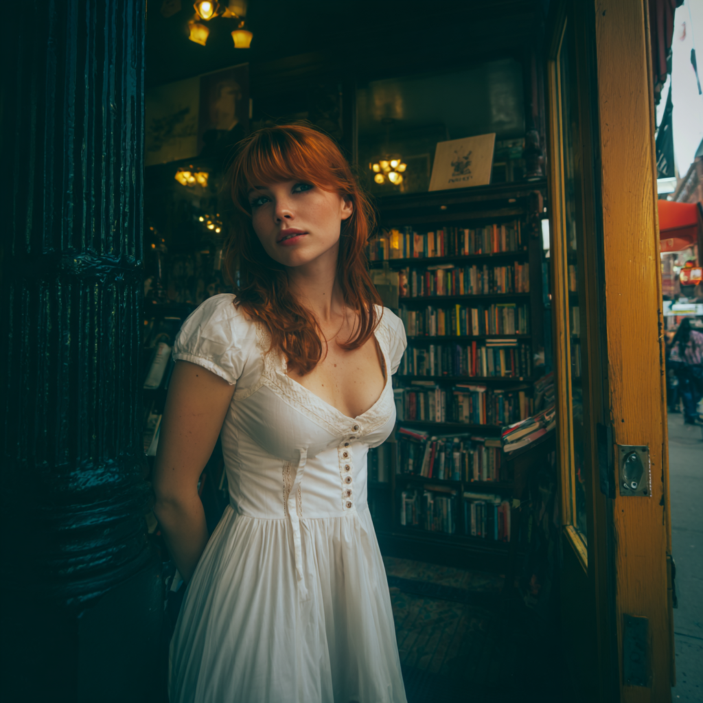 A woman standing in a bookstore | Source: no source