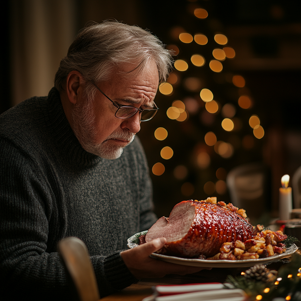 A man holding a platter with ham | Source: No source