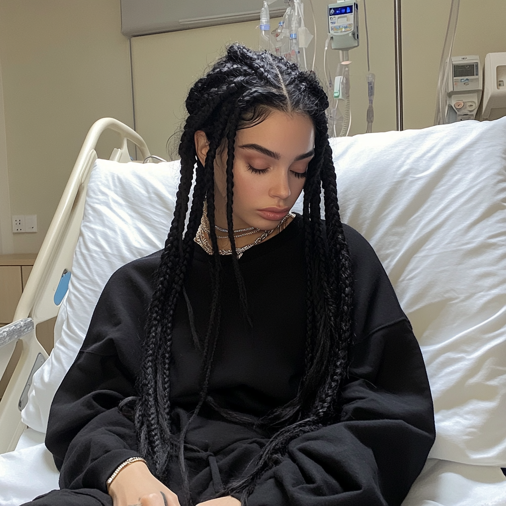 A woman sitting in a hospital bed | Source: no source