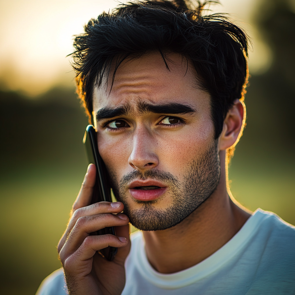 An anxious man engaged on a phonecall | Source: No source