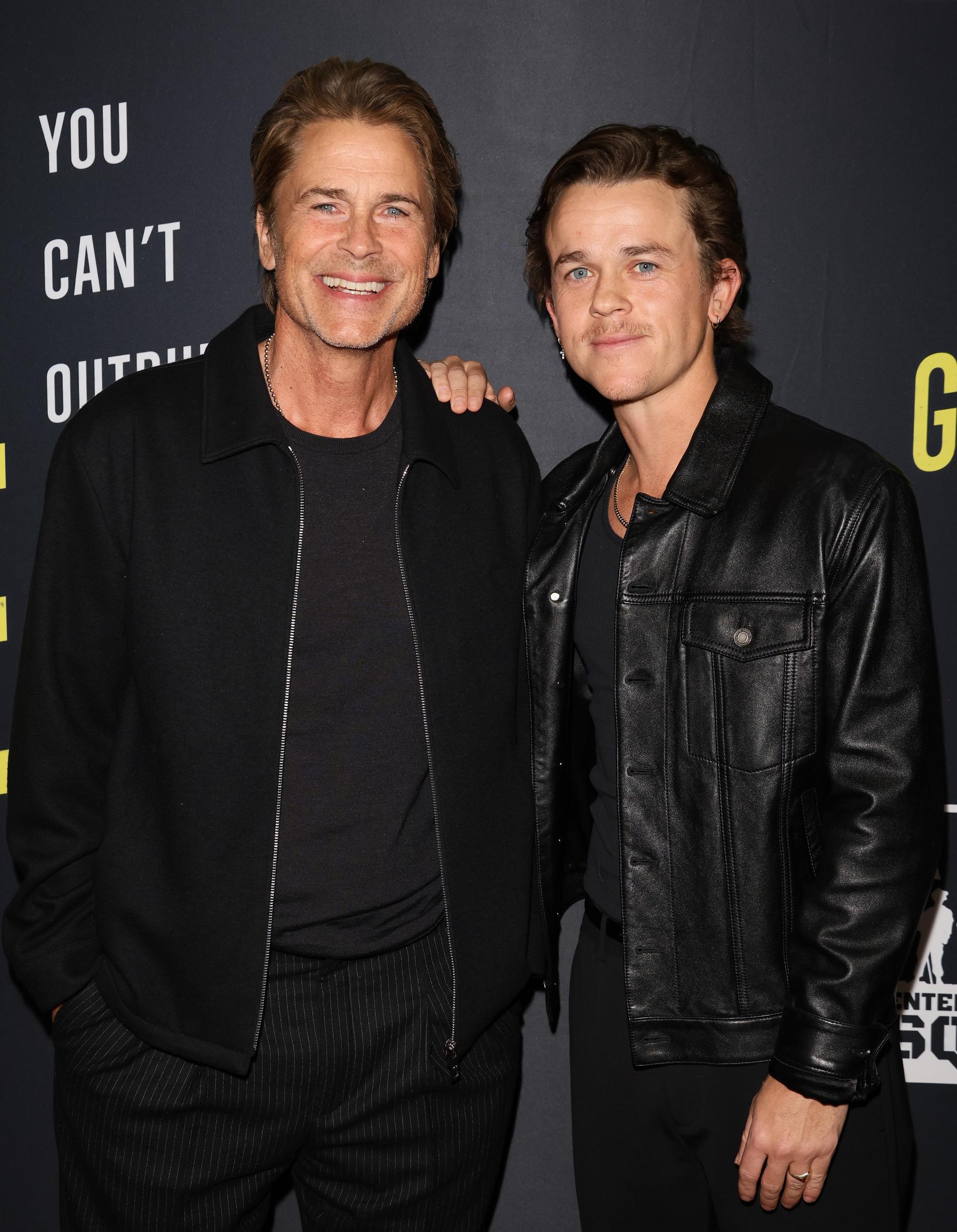 Rob Lowe and John Owen Lowe attend the Los Angeles premiere of "Grace Point" at Regal LA Live on January 30, 2025, in Los Angeles, California. | Source: Getty Images