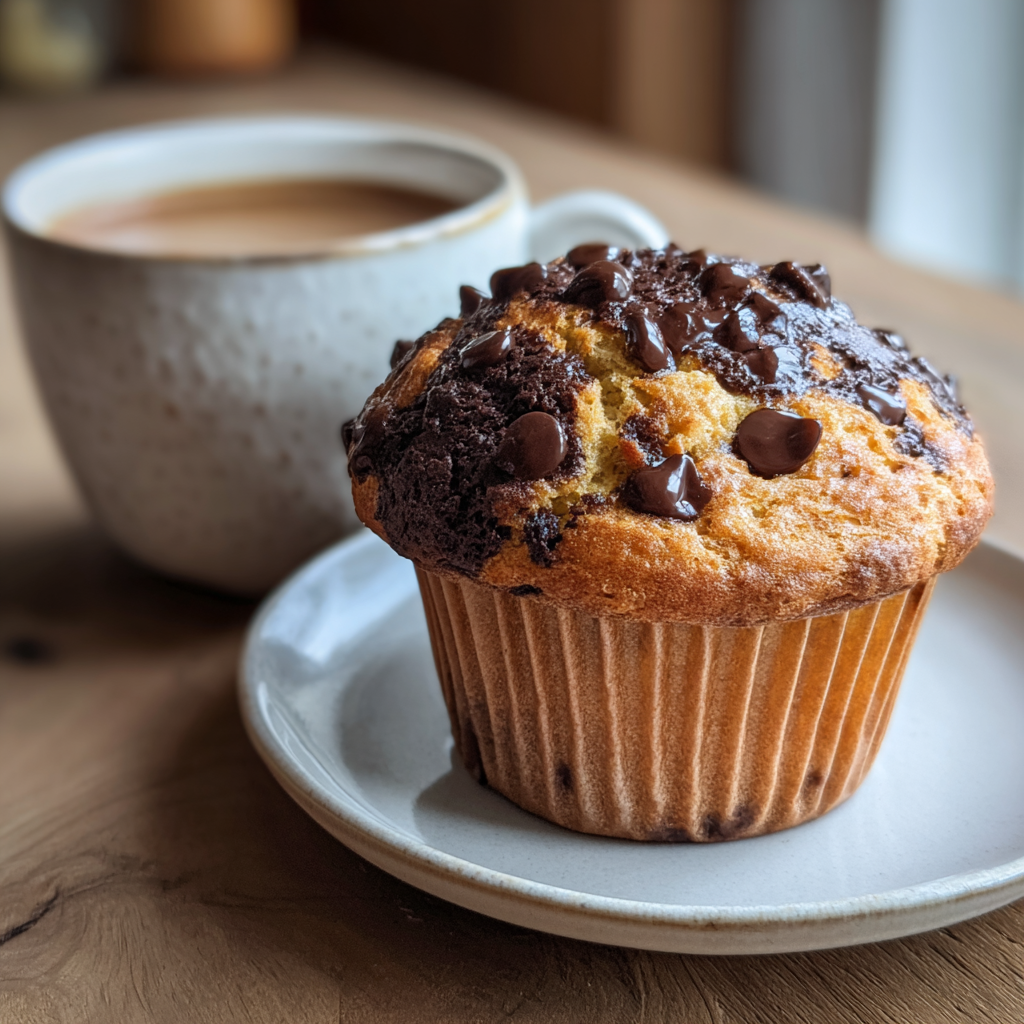 A muffin and a cup of coffee on a kitchen counter | Source: no source