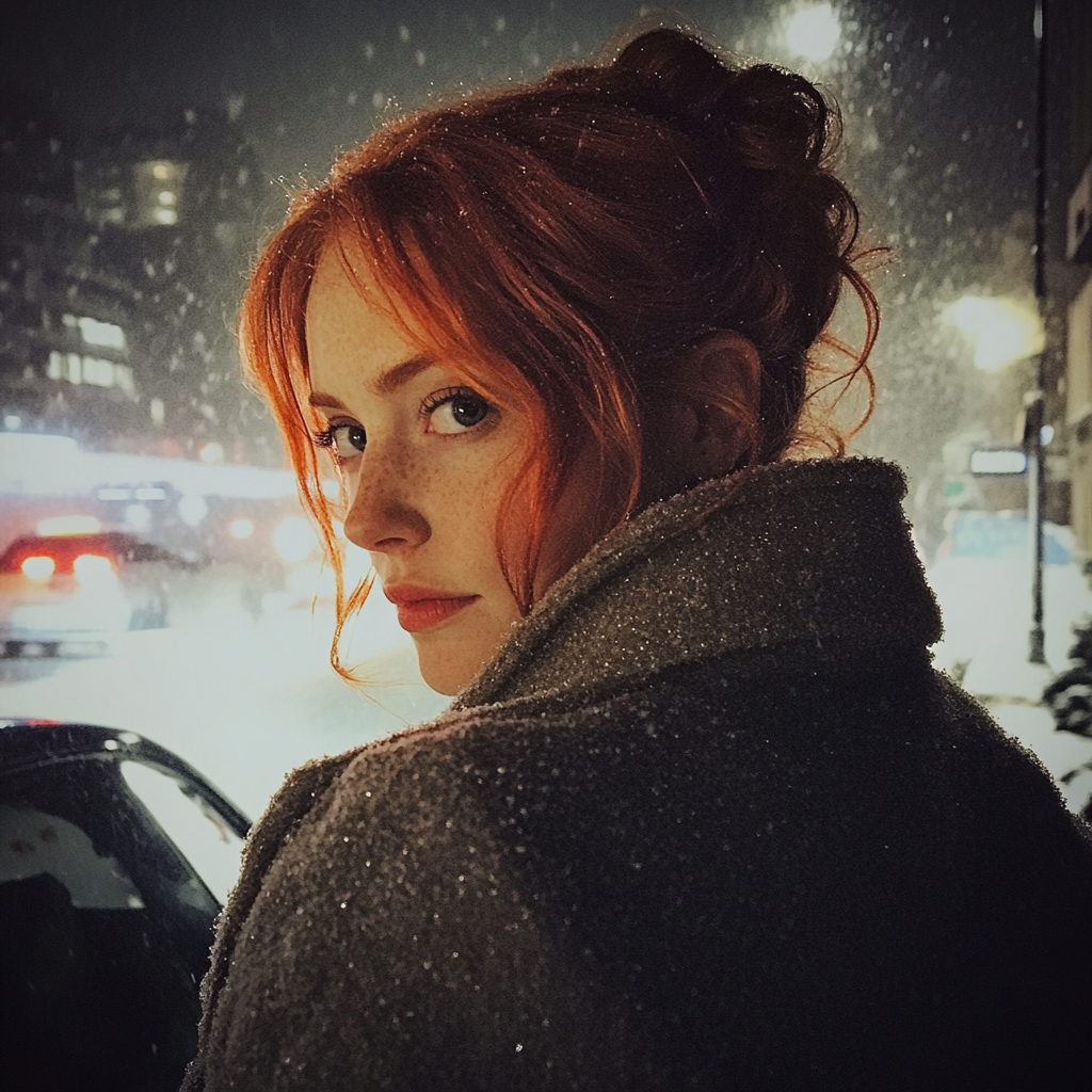 A woman standing in a snowstorm | Source: no source