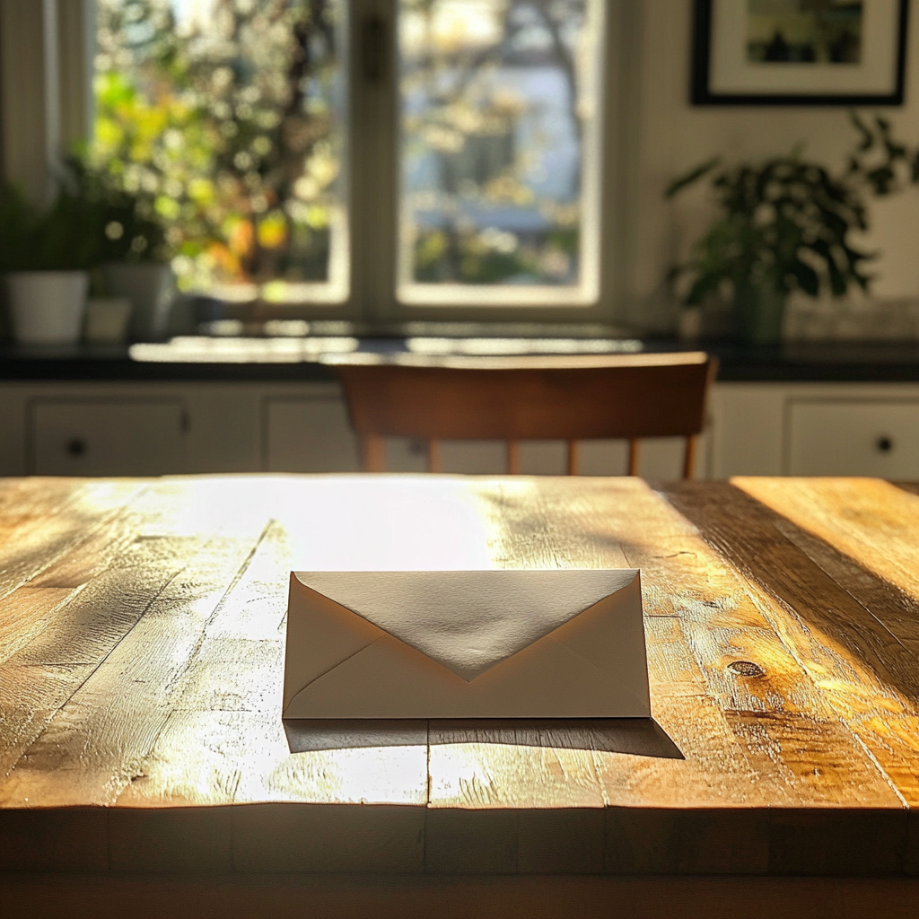 An envelope on a table | Source: No source