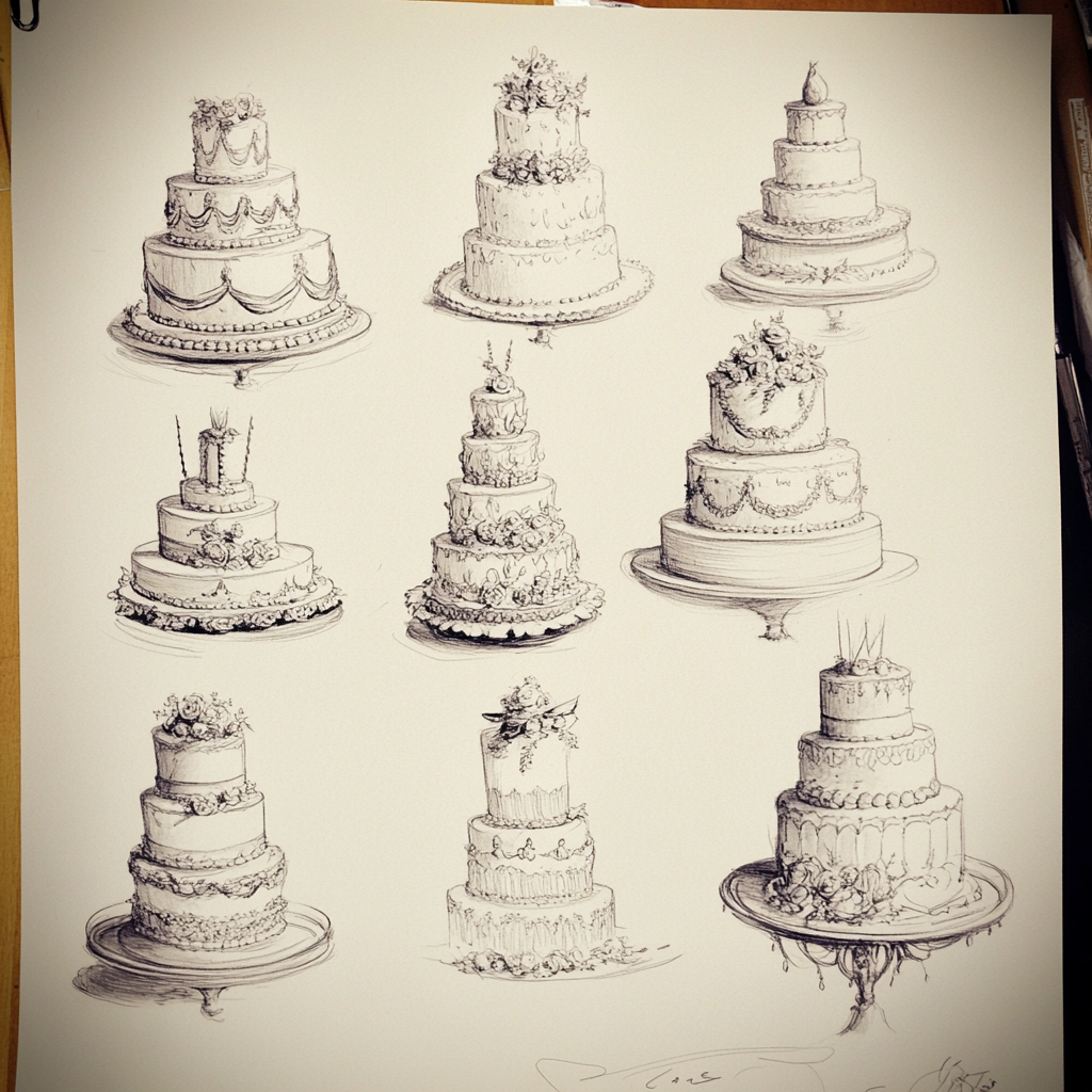 Wedding cake sketches | Source: No source