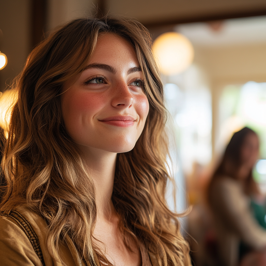 A woman forces a smile while looking at someone | Source: No source