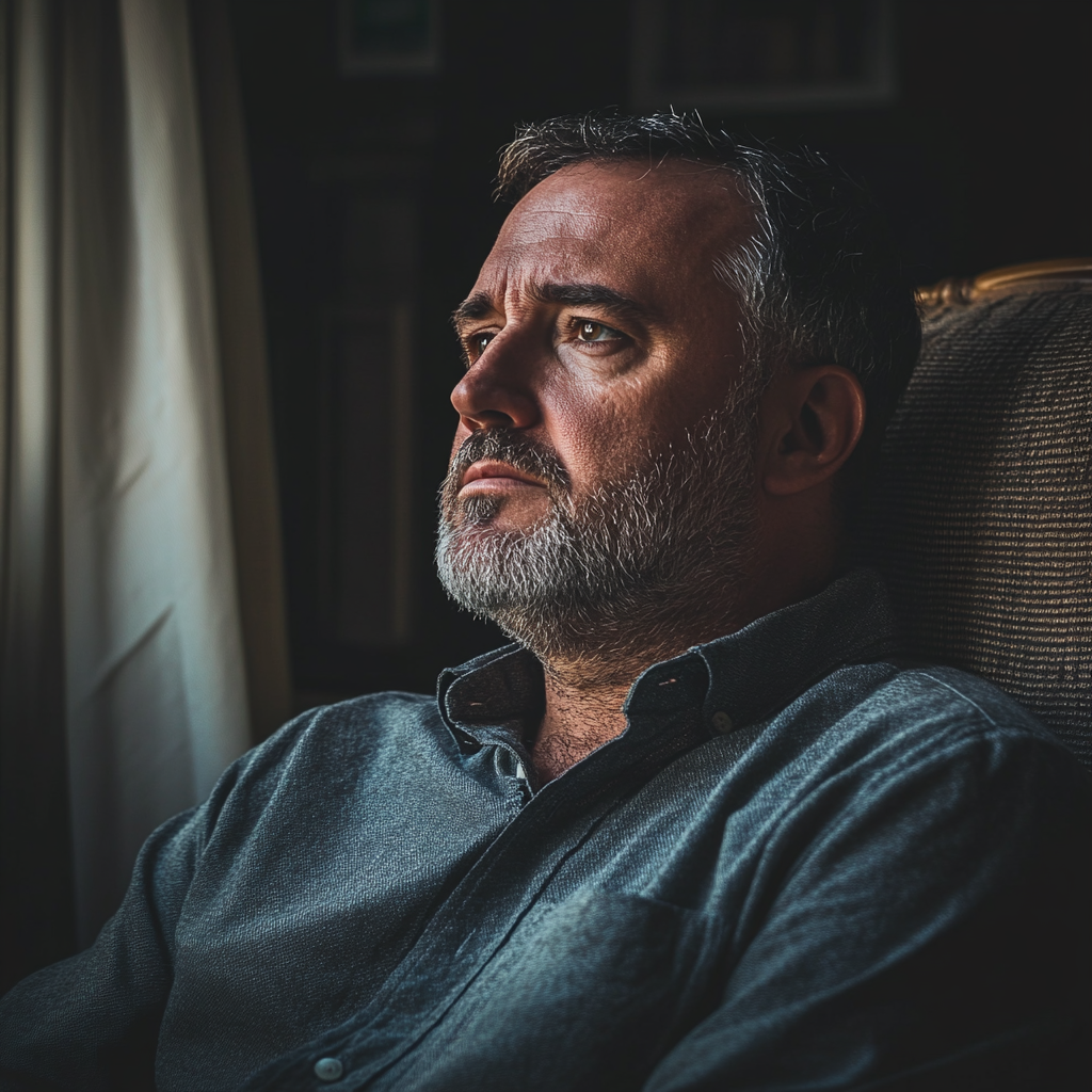 An unsure man in a chair | Source: no source