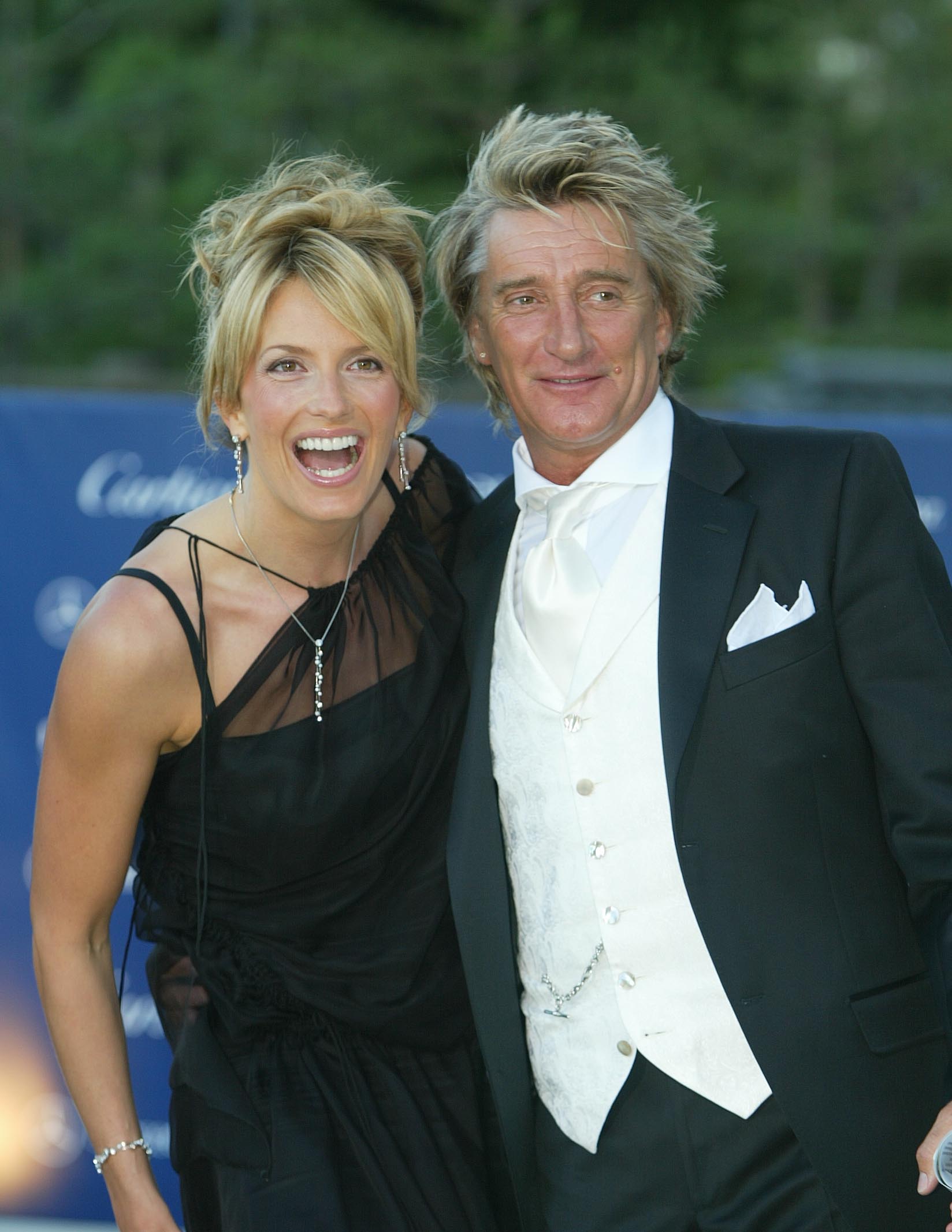 Penny Lancaster and Rod Stewart arrive at the Laureus World Sports Awards held at the Grimaldi Forum on 20 May 2003 in Monaco. | Source: Getty Images