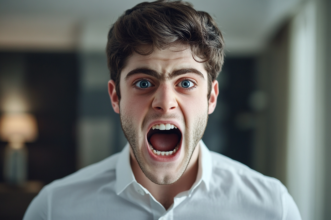 A man yelling in a living room | Source: no source