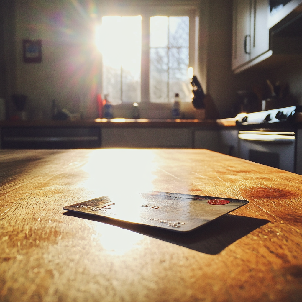 A bank card on a table | Source:  no source