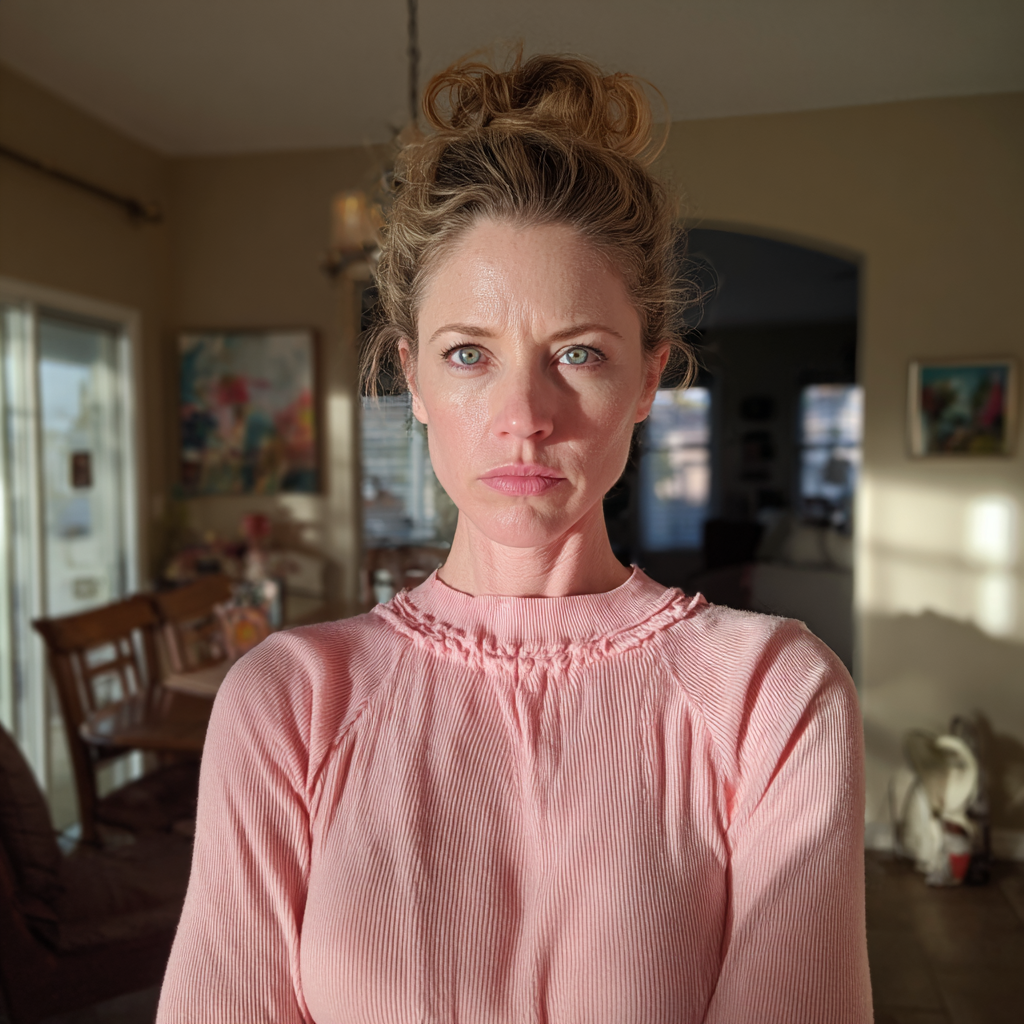 An annoyed woman with her hair in a bun | Source: No source