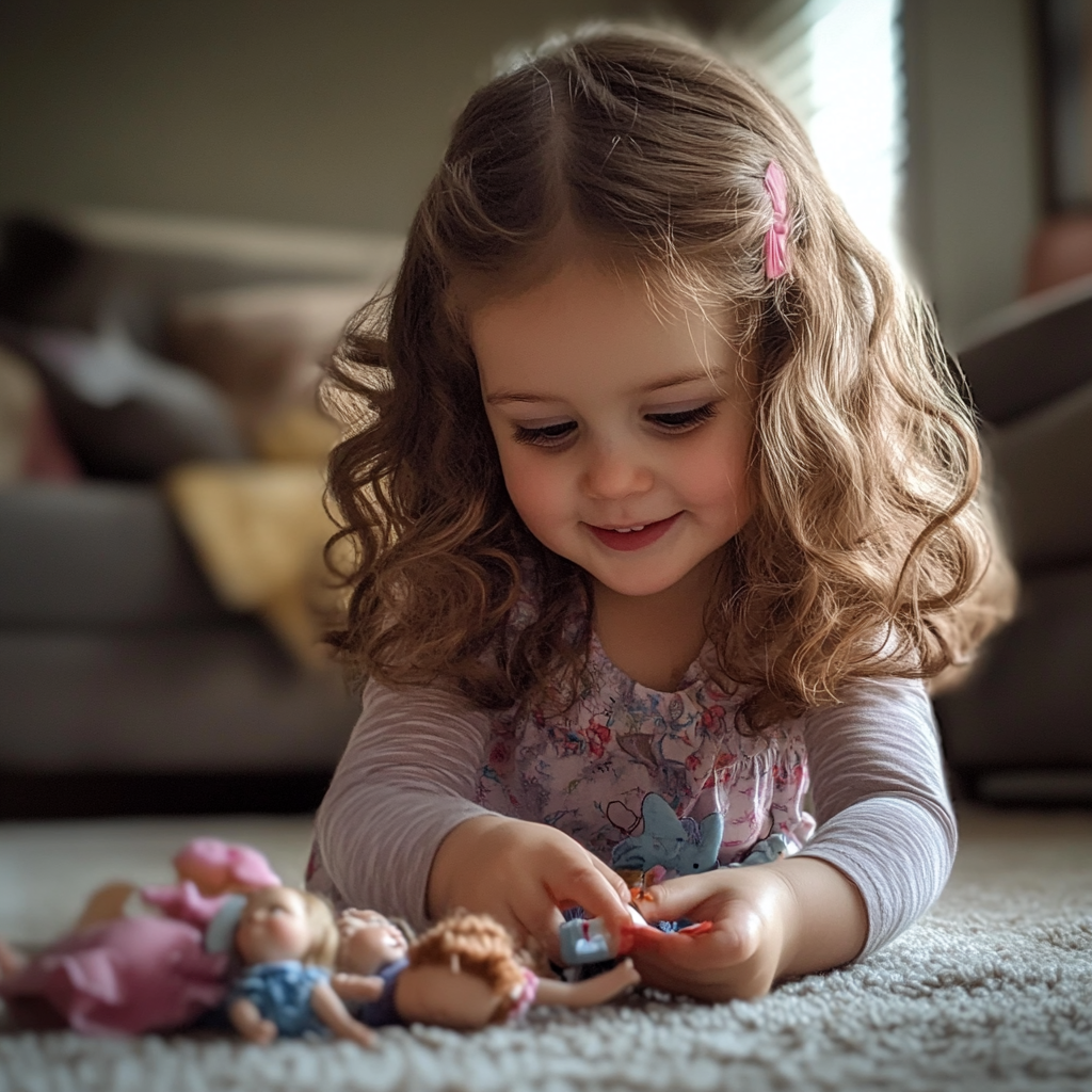 A little girl playing with her toys | Source: no source