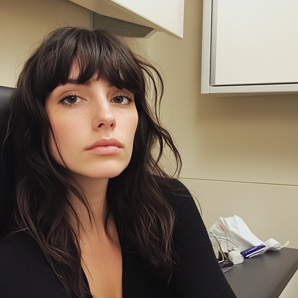 A woman sitting in a doctor's room | Source: No source