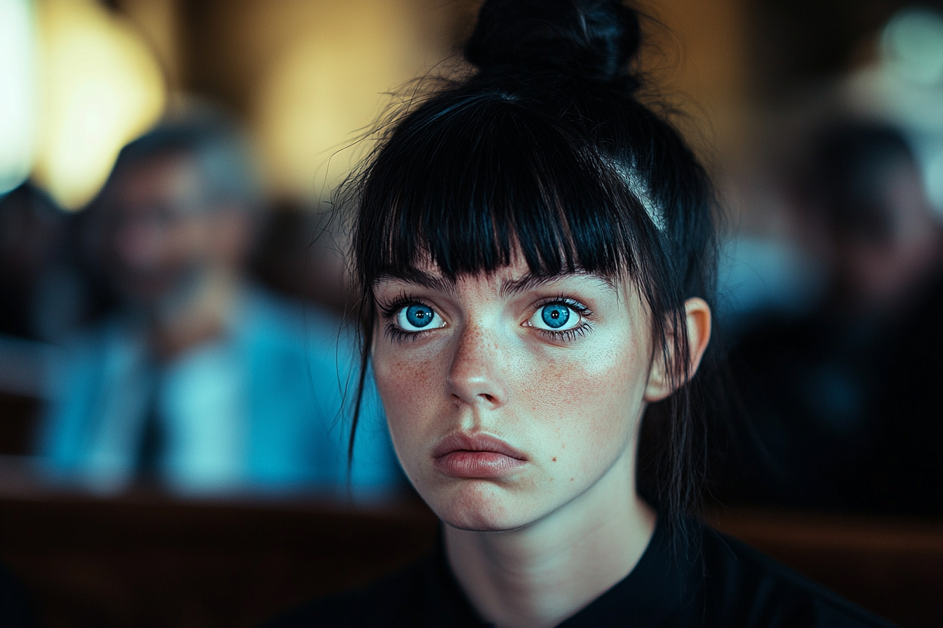 Sad woman at a funeral in a chapel | Source: no source