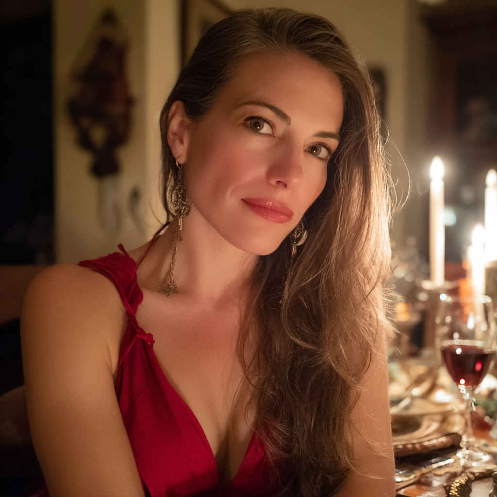 A close-up of a woman sitting at a table | Source: no source