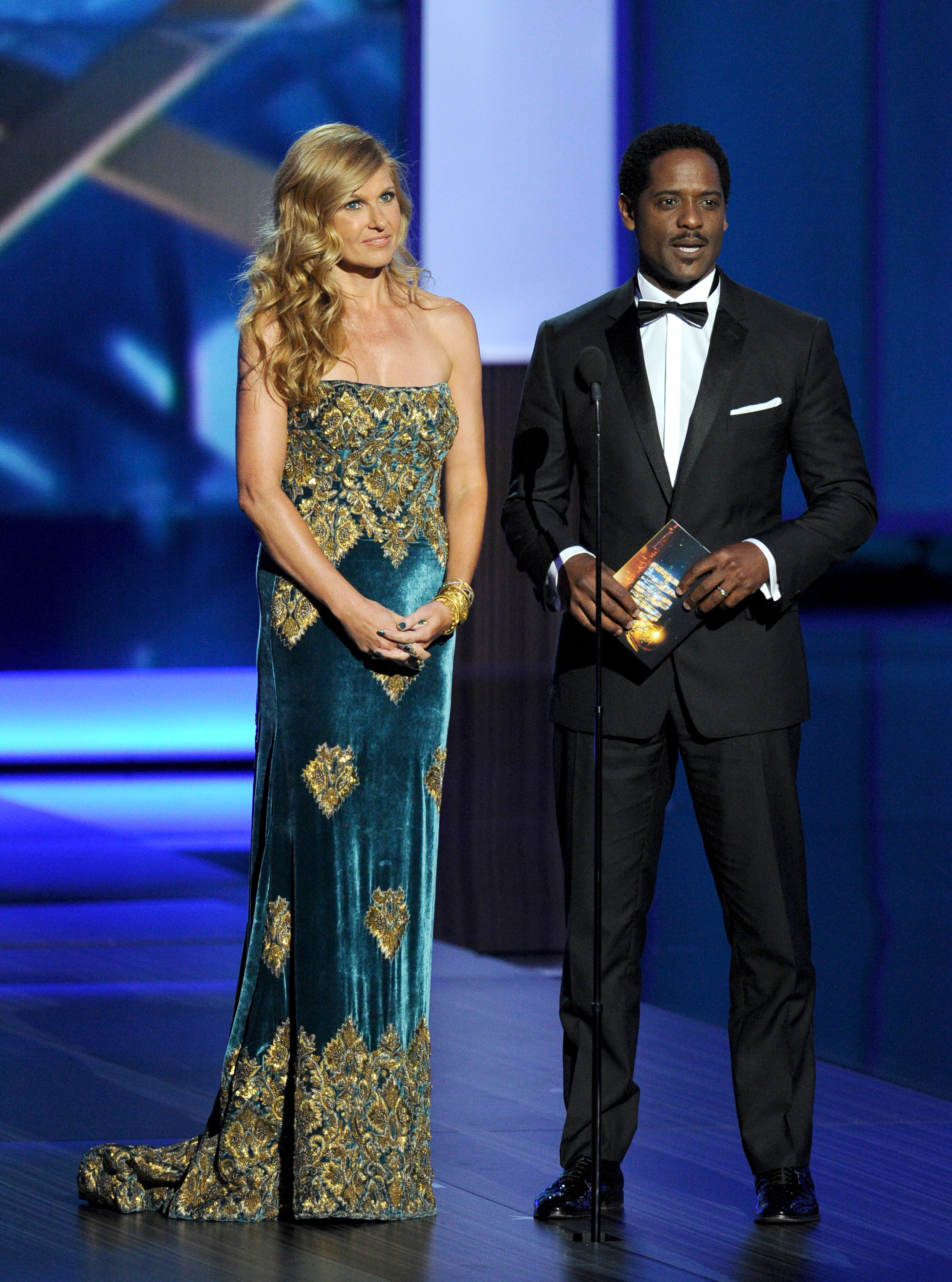 Connie Britton and Blair Underwood speak onstage during the 65th Annual Primetime Emmy Awards at Nokia Theatre L.A. Live on September 22, 2013, in Los Angeles, California | Source: Getty Images
