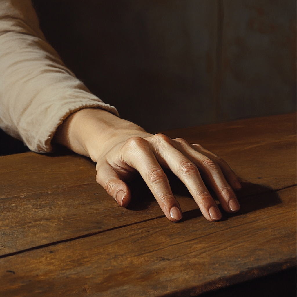 A woman's hand on a table | Source:  no source