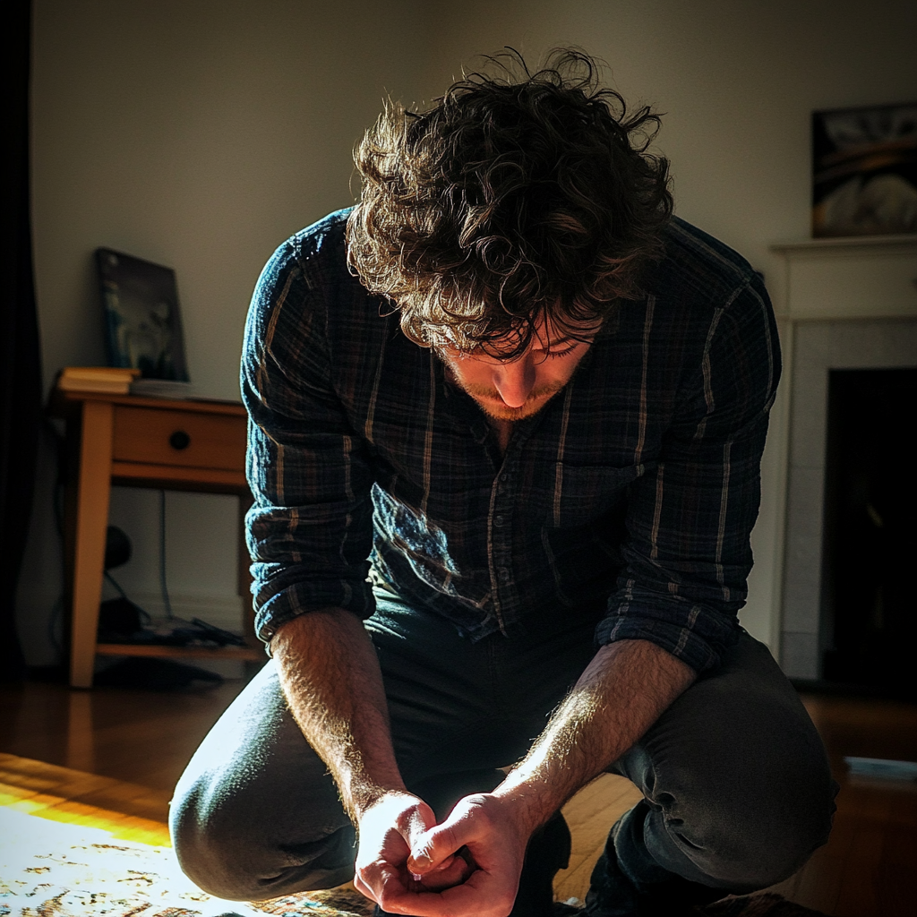 A man kneeling | Source: No source