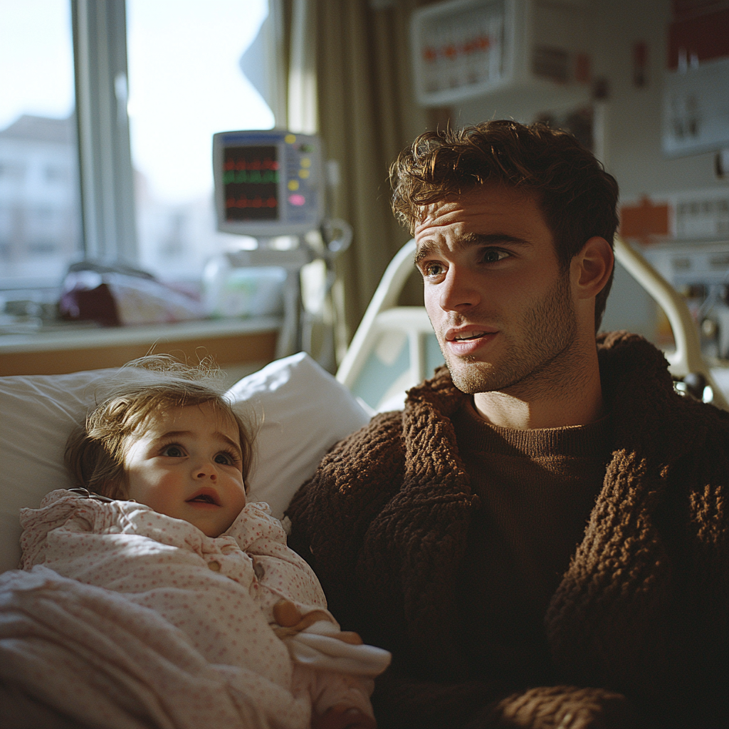 An upset man with his baby | Source: No source