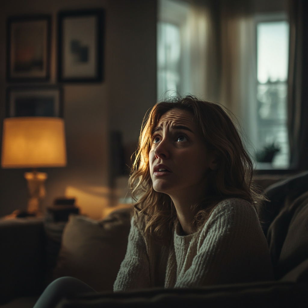 Disappointed woman seated on a couch | Source: No source