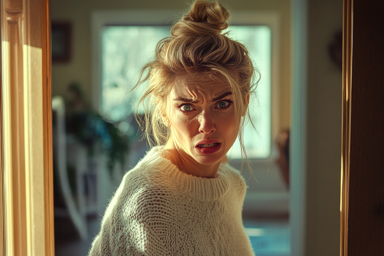 Woman yelling angrily in the doorway of a house | Source: No source