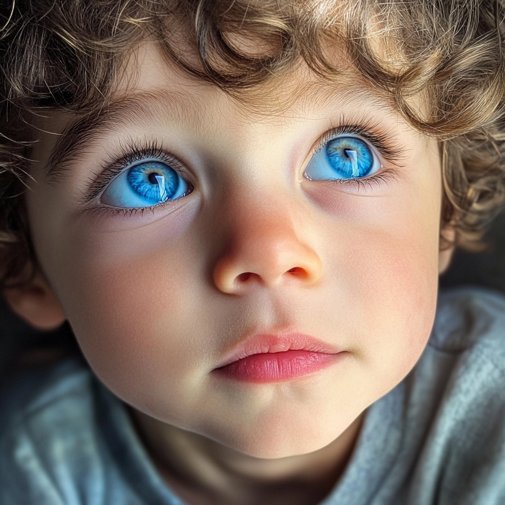A little boy with striking blue eyes | Source: No source