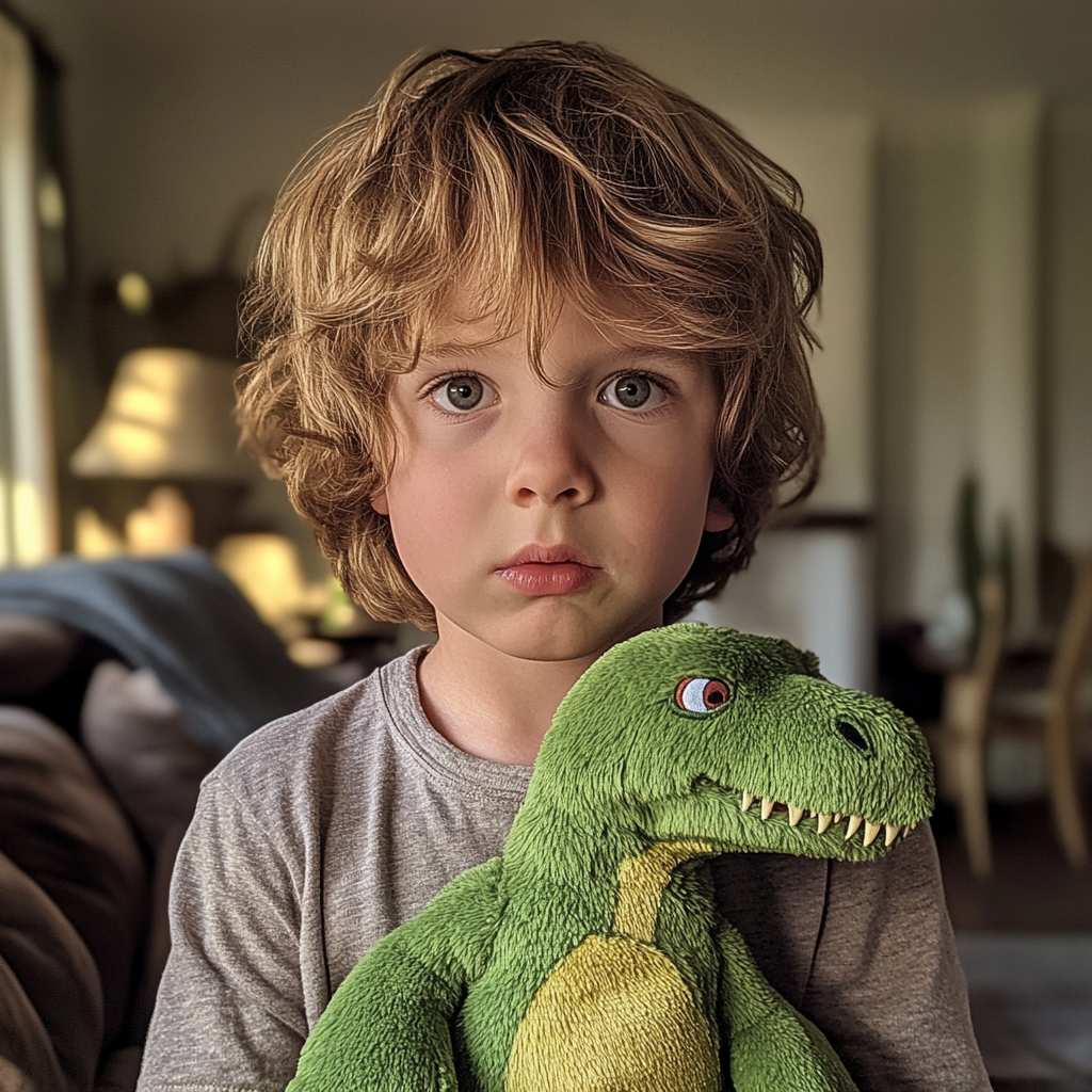 A little boy holding a stuffed toy | Source: No source