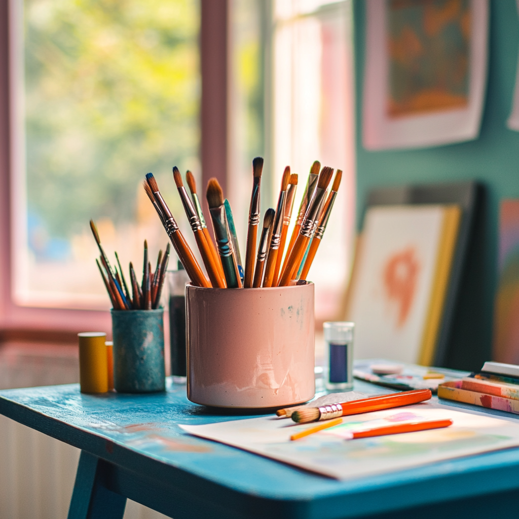 Art supplies on a table | Source: No source