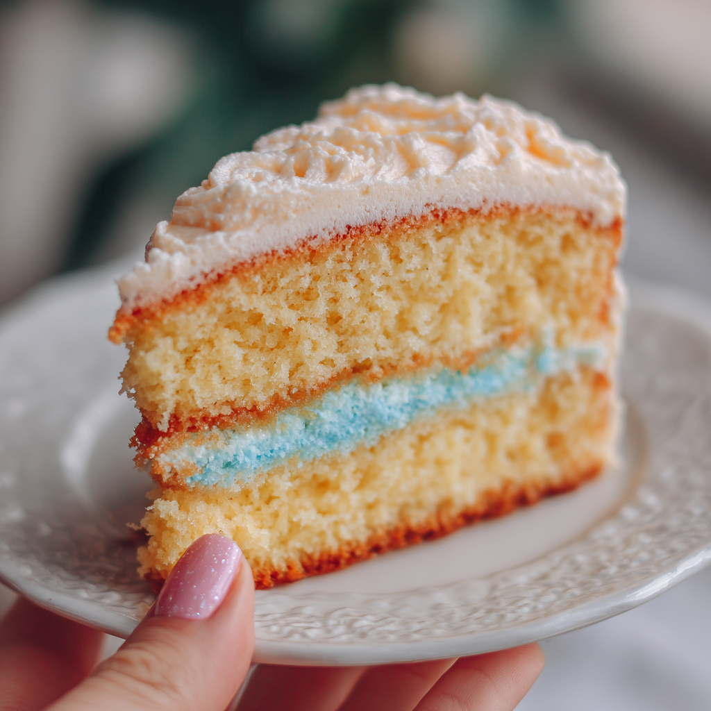 A woman's hand holding up a piece of cake | Source: No source