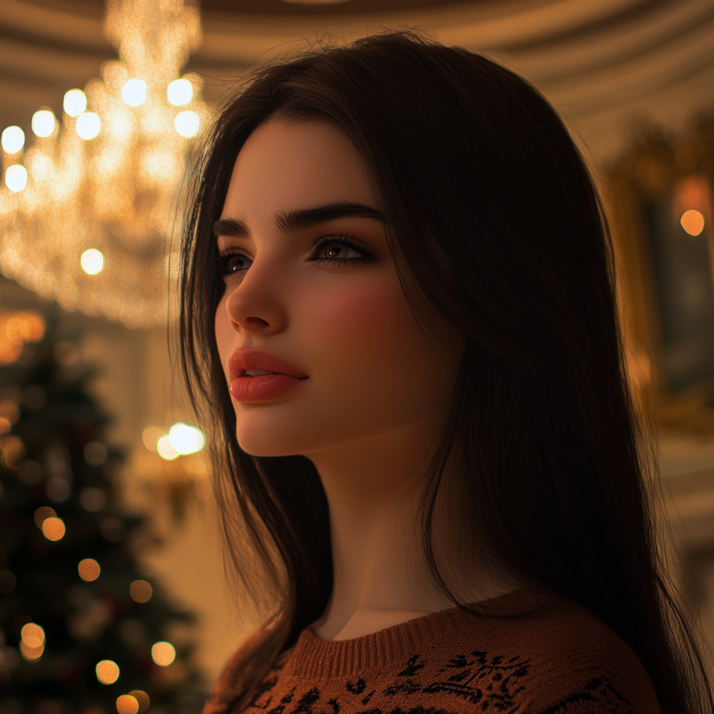 An emotional young woman standing in a mansion | Source: no source