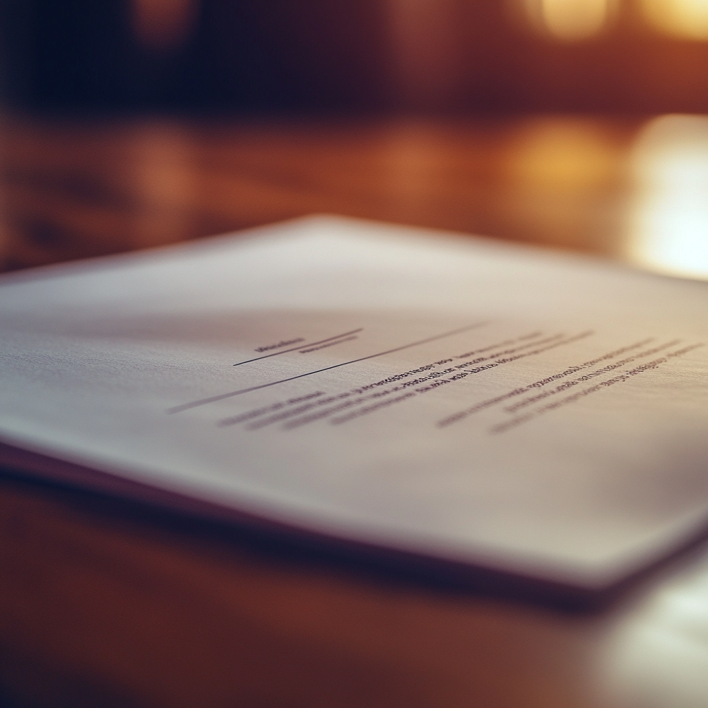 Official document on a wooden surface | Source: No source
