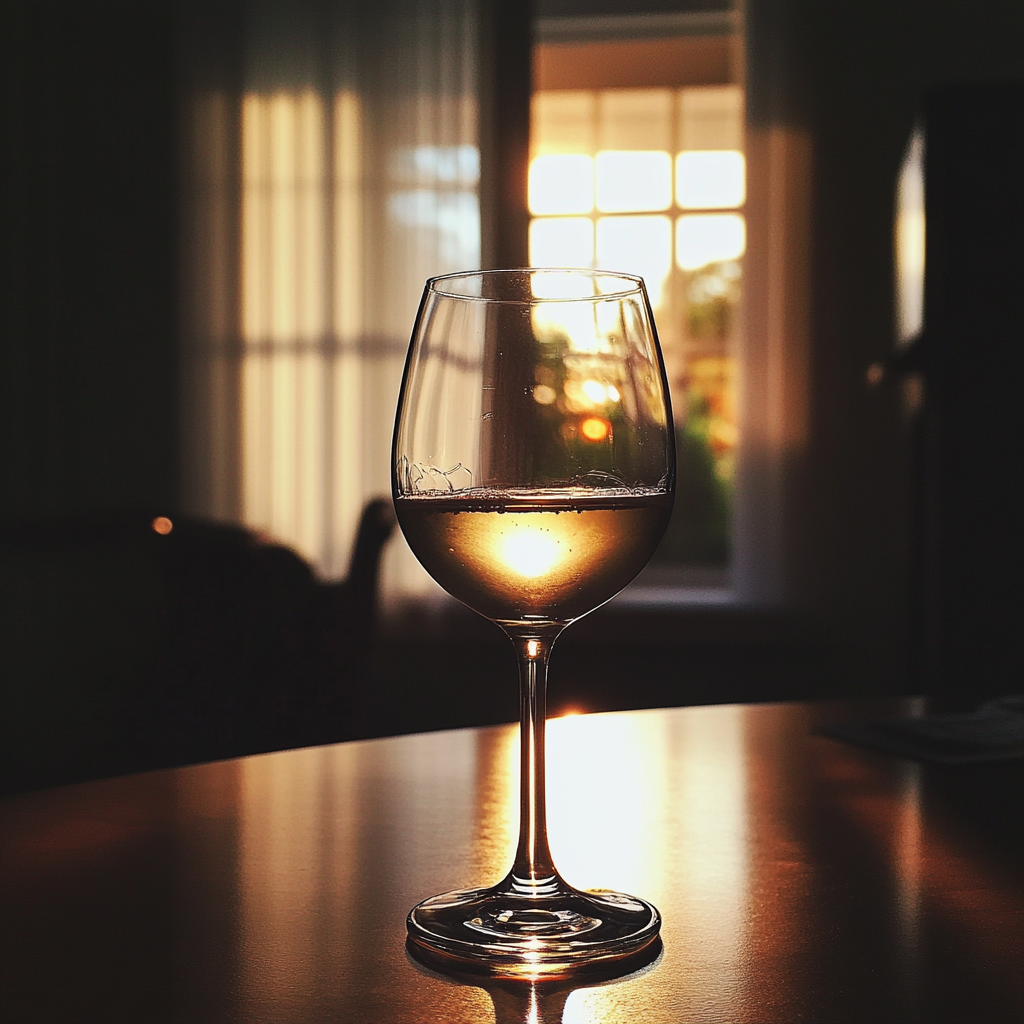 A glass of wine on a table | Source: No source