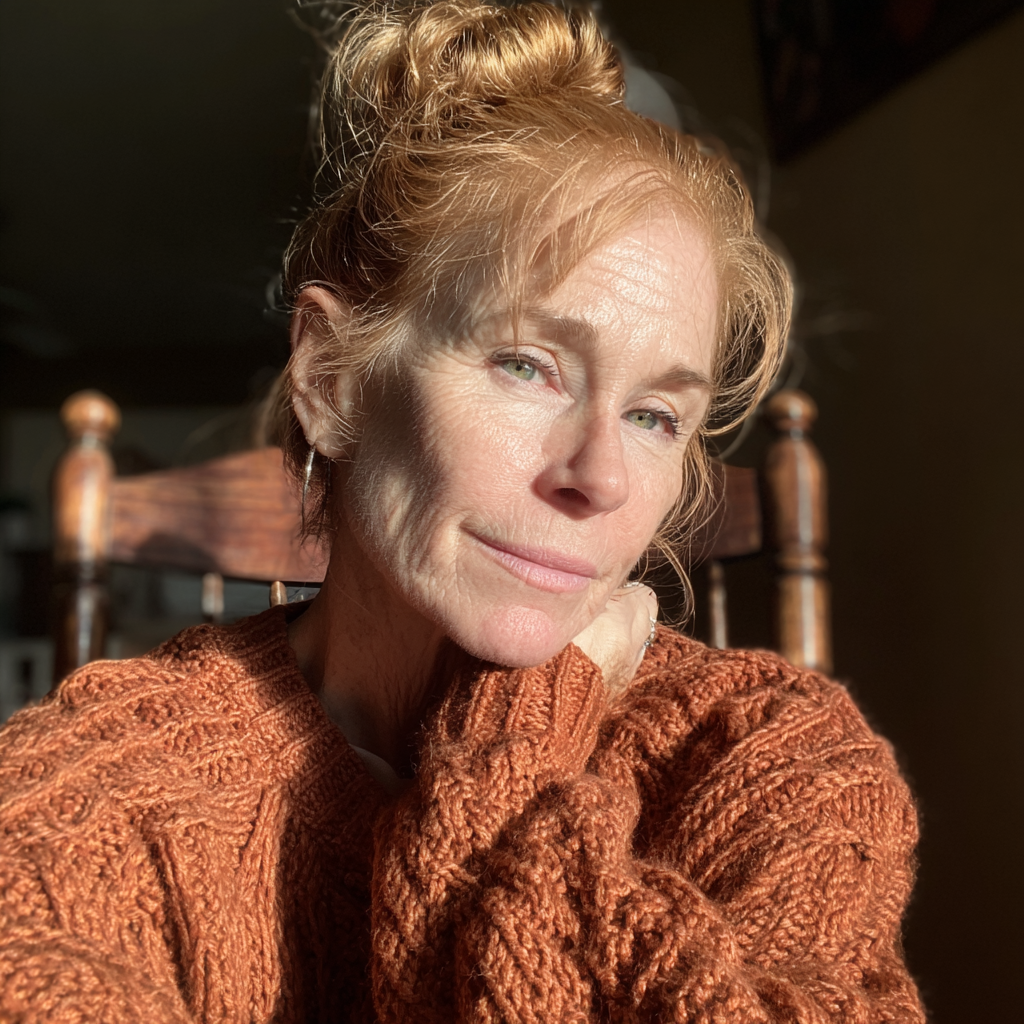 A smiling older woman sitting on a rocking chair | Source: No source