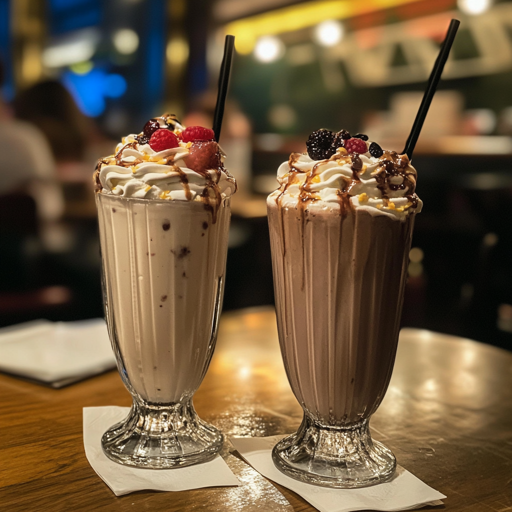 Two milkshakes on a table | Source: no source