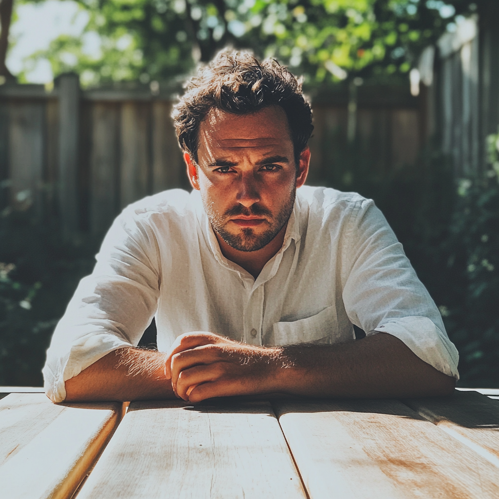 An upset man sitting at a table | Source: No source