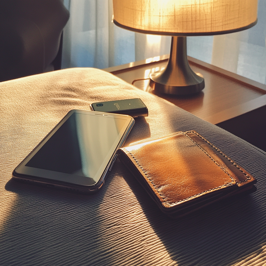 A man's phone and wallet on a table | Source: no source