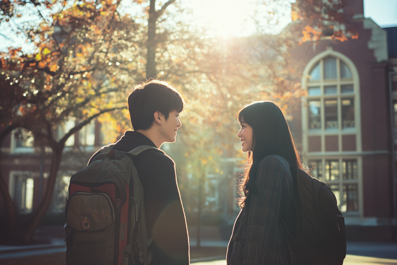 Two students on a college campus | Source: No source