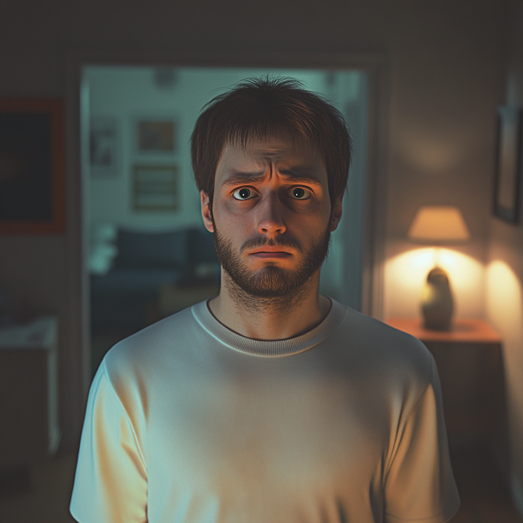 A worried man looking straight ahead | Source: No source