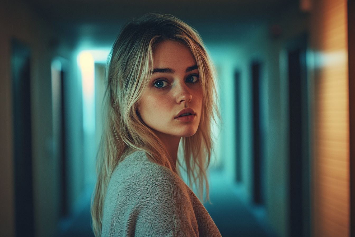 A confused woman standing outside an apartment | Source: No source
